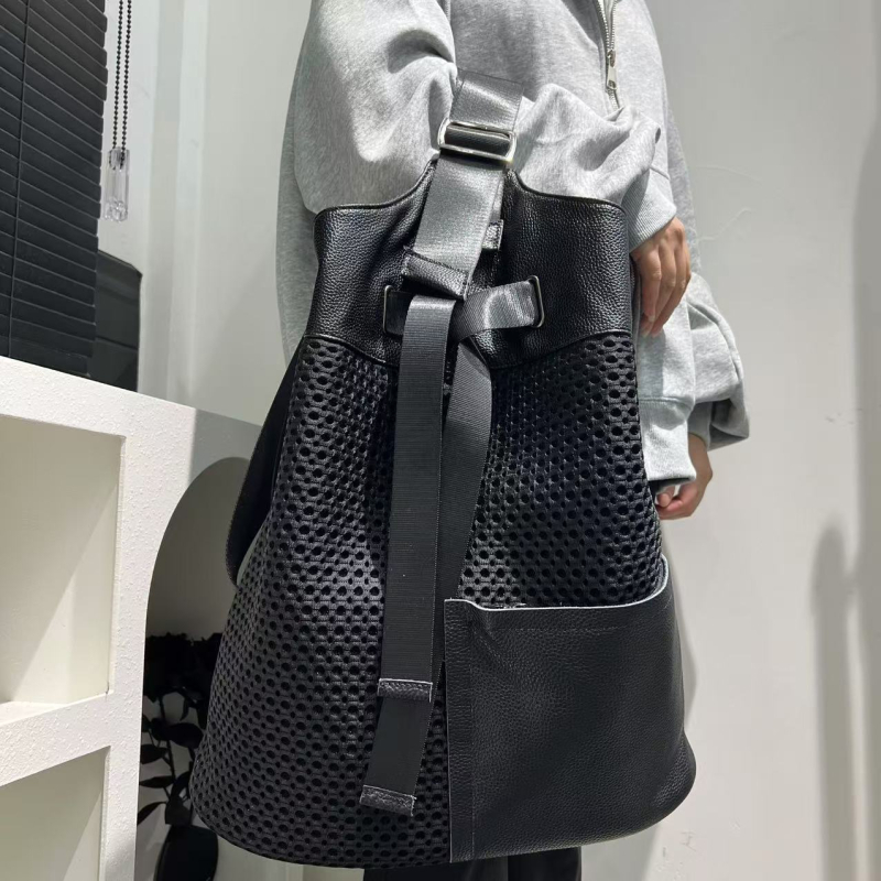 Rucsac feminin din nailon, stil urban simplu, bucket bag stil, formă verticală pătrată, închidere cu fermoar