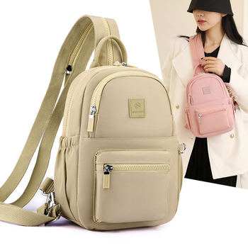 Γυναικεία νάιλον τσάντα πλάτης — αστικός μινιμαλισμός, άνοιγμα με φερμουάρ, εσωτερική θήκη με φερμουάρ, θήκες για κινητό και ταυτότητα, αναπνεύσιμη