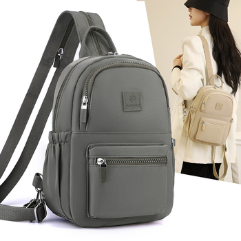 Γυναικεία νάιλον τσάντα πλάτης — αστικός μινιμαλισμός, άνοιγμα με φερμουάρ, εσωτερική θήκη με φερμουάρ, θήκες για κινητό και ταυτότητα, αναπνεύσιμη