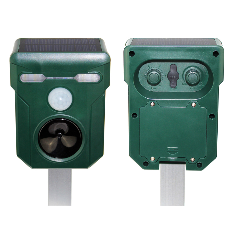 Saulės energijos išorinis kenkėjų atbaidytuvas – ultragarsinis IR jutiklis paukščiams ir kenkėjams (Modelis 513, ABS korpusas)