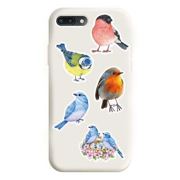 Painted Crow 50 darab öntapadós matricakészlet növényi madár motívumokkal, aranyos stílus, nyomtatott matricák