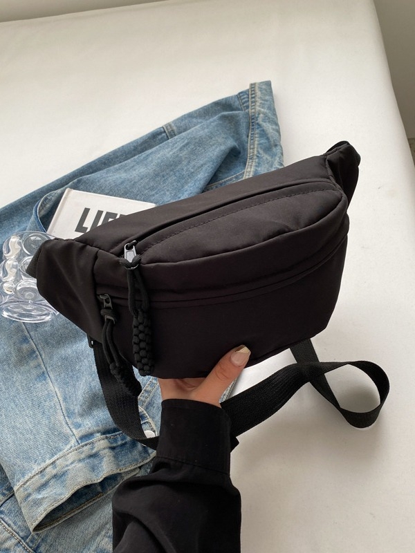 Unisex juosmens rankinė iš Oxford audinio su užtrauktuku, crossbody stiliuje – kvėpuojanti, atspari vandeniui, ultralengva, dėvėjimui atspari; pamušalas: poliesteris; lauko sportams; pavasaris 2024