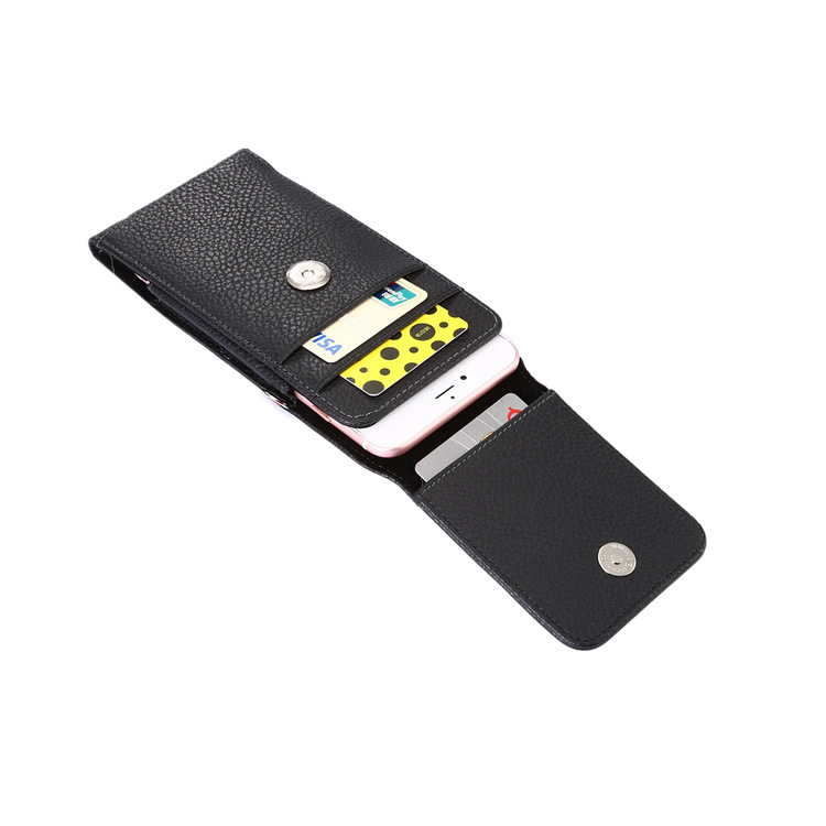 Mobiliojo telefono dėklas su kortelių skyriais, PU oda, vertikalus dizainas, magnetinis užsegimas, vyriškas modelis.