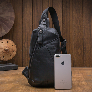 Мъжка гърдна чанта модел 5196, естествена кожа от първи слой, едноцветна подплата: полиестерно-памучна, облекчава носенето, марка Simple & Nature, за ежедневна употреба