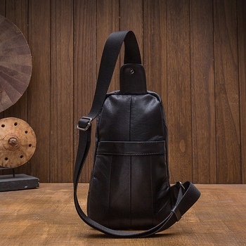 Мъжка гърдна чанта модел 5196, естествена кожа от първи слой, едноцветна подплата: полиестерно-памучна, облекчава носенето, марка Simple & Nature, за ежедневна употреба