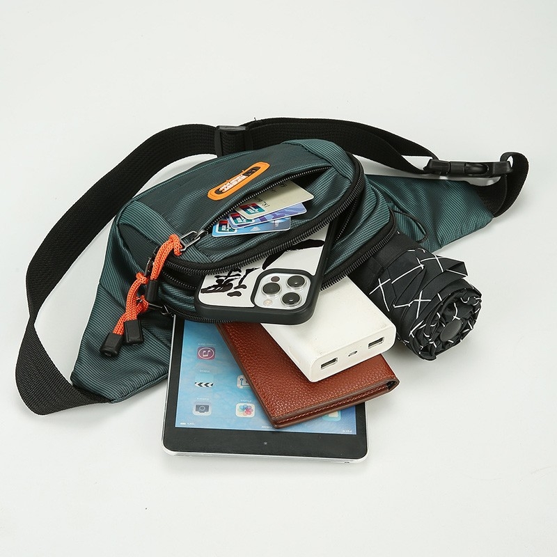 Поясна чанта за мъже, уличен стил, оксфордски плат, водоустойчива, едноцветен модел, подплата полиестер