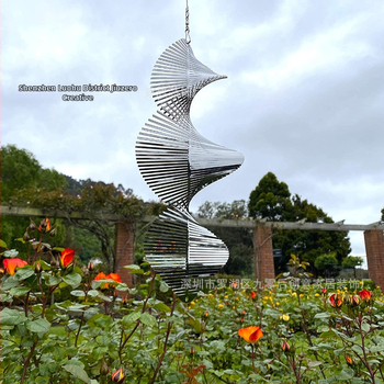 Ανοξείδωτο ατσάλι σπειροειδές κουδουνάκι κήπου για εξωτερικό χώρο, κρεμαστό διακοσμητικό, χαραγμένο με ακτινοβολία, μοντέρνος μινιμαλισμός