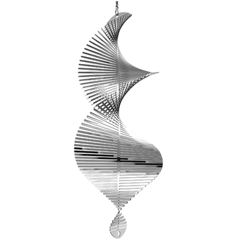 Ανοξείδωτο ατσάλι σπειροειδές κουδουνάκι κήπου για εξωτερικό χώρο, κρεμαστό διακοσμητικό, χαραγμένο με ακτινοβολία, μοντέρνος μινιμαλισμός