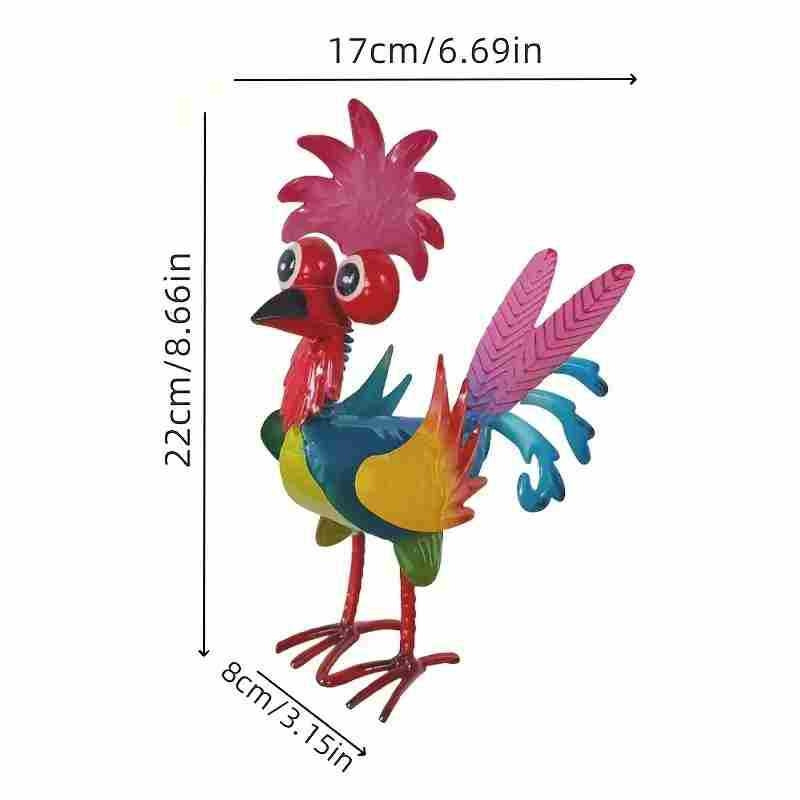 Željezni pijetao u karikaturi – ukras za unutarnju i vanjsku upotrebu