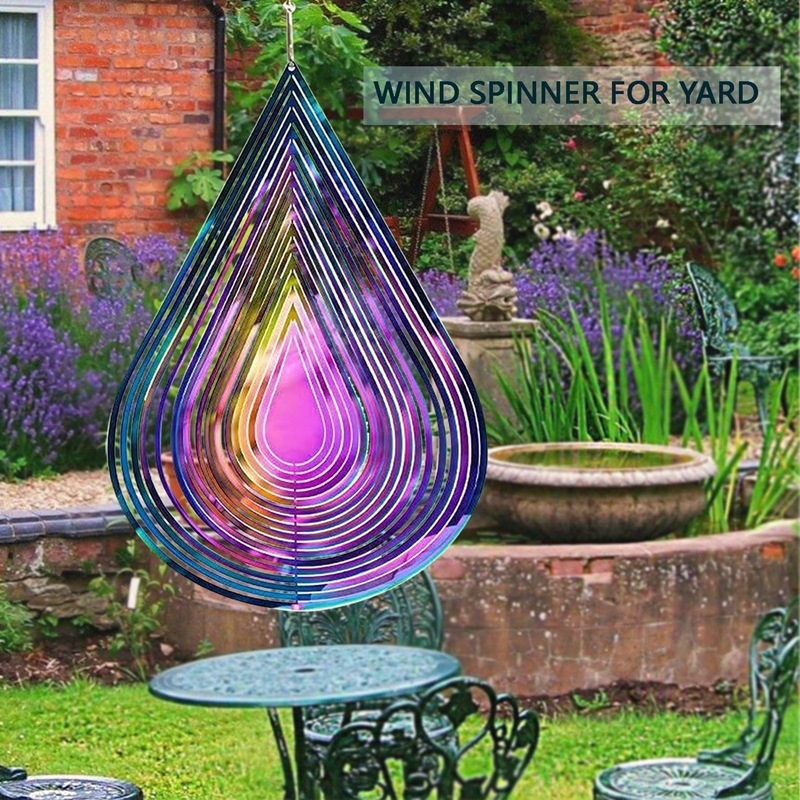 Περιστρεφόμενο 3D κουδούνι ανέμου από ανοξείδωτο ατσάλι – διακοσμητικό κρεμαστό για κήπο (Υλικό: Μέταλλο; Διαδικασία: διάβρωση με χαρακτική; Συσκευασία: αφρός ή Kraft χαρτόνι; Κατηγορία: κρεμαστό, κουδούνι/ανέμου)