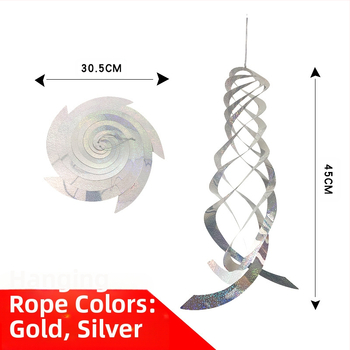 Κηπουρικό διακοσμητικό για αποτροπή πουλιών, PET υλικό, αιωρούμενο σπειροειδές σχήμα με μηχανισμό ανέμου, Mei Yan