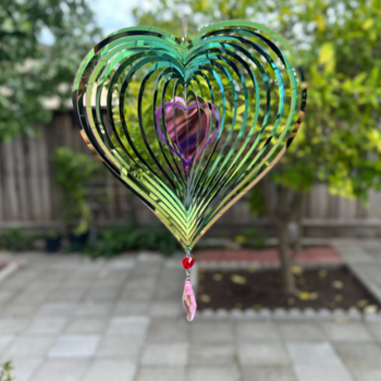 Μεταλλικό κρεμαστό κουδουνάκι ανέμου, 3D σχεδίαση, φινίρισμα οξείδωσης χάραξης, εξωτερική διακόσμηση μπαλκονιού και κήπου