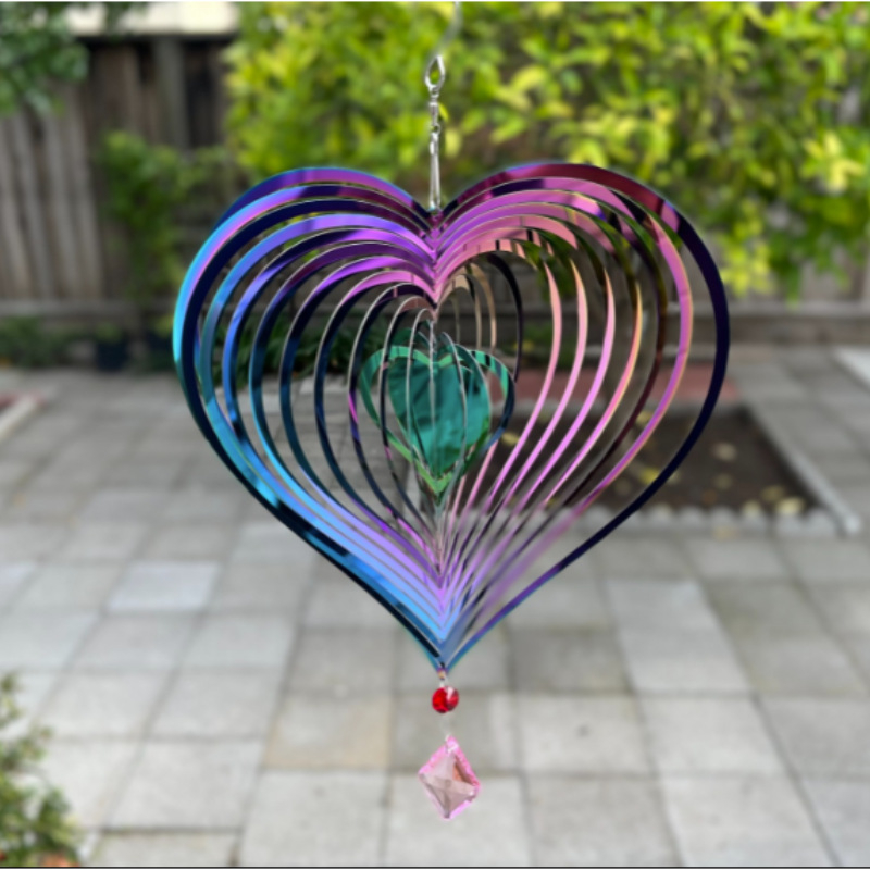 Μεταλλικό κρεμαστό κουδουνάκι ανέμου, 3D σχεδίαση, φινίρισμα οξείδωσης χάραξης, εξωτερική διακόσμηση μπαλκονιού και κήπου