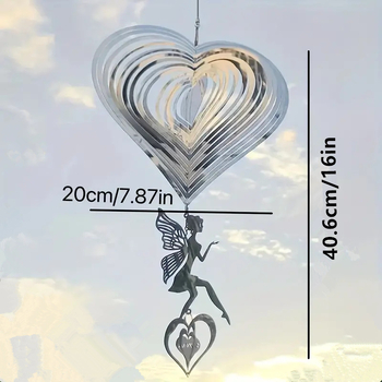 Κρεμαστό καμπανάκι κήπου από ανοξείδωτο ατσάλι με μοτίβο νεράιδας και φτερωμένου ανεμόμυλου — Προέλευση Γκουανγκντόνγκ; Συσκευασία φυσαλίδων/κάρτας