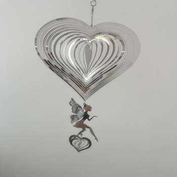 Κρεμαστό καμπανάκι κήπου από ανοξείδωτο ατσάλι με μοτίβο νεράιδας και φτερωμένου ανεμόμυλου — Προέλευση Γκουανγκντόνγκ; Συσκευασία φυσαλίδων/κάρτας