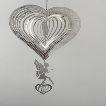 Κρεμαστό καμπανάκι κήπου από ανοξείδωτο ατσάλι με μοτίβο νεράιδας και φτερωμένου ανεμόμυλου — Προέλευση Γκουανγκντόνγκ; Συσκευασία φυσαλίδων/κάρτας