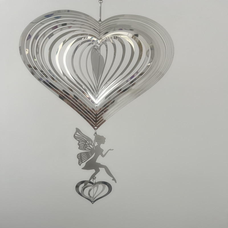 Κρεμαστό καμπανάκι κήπου από ανοξείδωτο ατσάλι με μοτίβο νεράιδας και φτερωμένου ανεμόμυλου — Προέλευση Γκουανγκντόνγκ; Συσκευασία φυσαλίδων/κάρτας