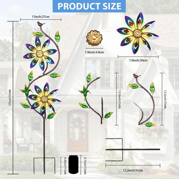 Железен арт вятърна мелница за градина – двуглавна въртяща се мелница, външна употреба, пасторален стил, скулптура и полиране