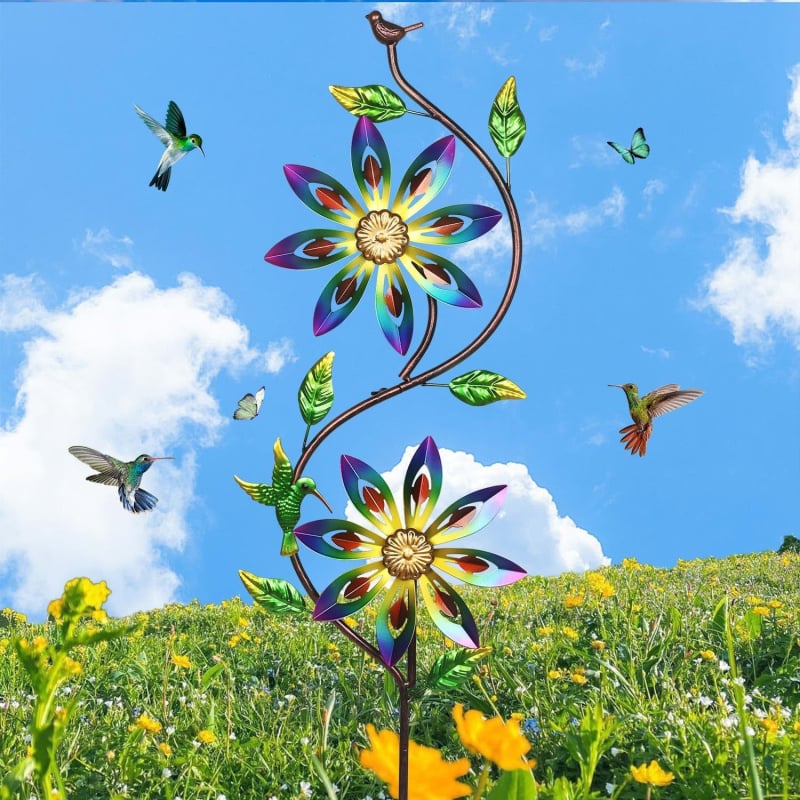 Kerti vasból készült szélmalom – Kétfejű, kültéri használatra, pásztor stílusú, szobrászati megmunkálás és polírozás