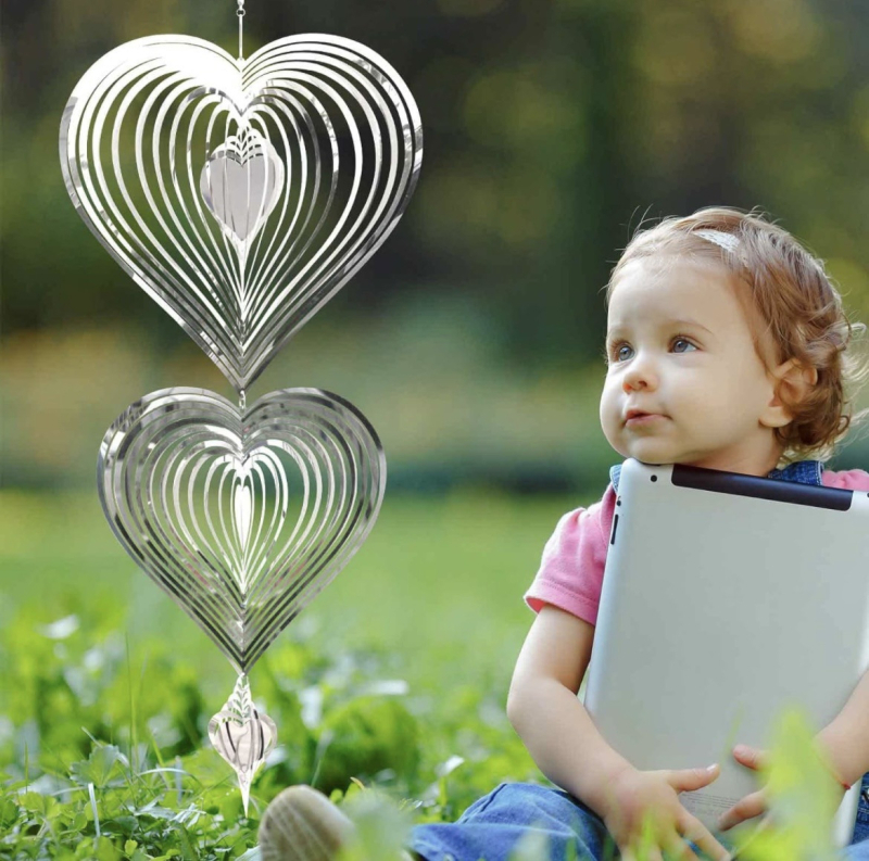 3 τεμάχια σετ: 3D καρδιά μεταλλικά κρεμαστά, αδιάβροχα, μοντέρνος μινιμαλιστικός σχεδιασμός, ιδανικό δώρο για το σπίτι