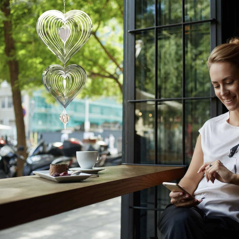 3 τεμάχια σετ: 3D καρδιά μεταλλικά κρεμαστά, αδιάβροχα, μοντέρνος μινιμαλιστικός σχεδιασμός, ιδανικό δώρο για το σπίτι