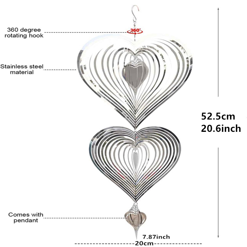 3 τεμάχια σετ: 3D καρδιά μεταλλικά κρεμαστά, αδιάβροχα, μοντέρνος μινιμαλιστικός σχεδιασμός, ιδανικό δώρο για το σπίτι