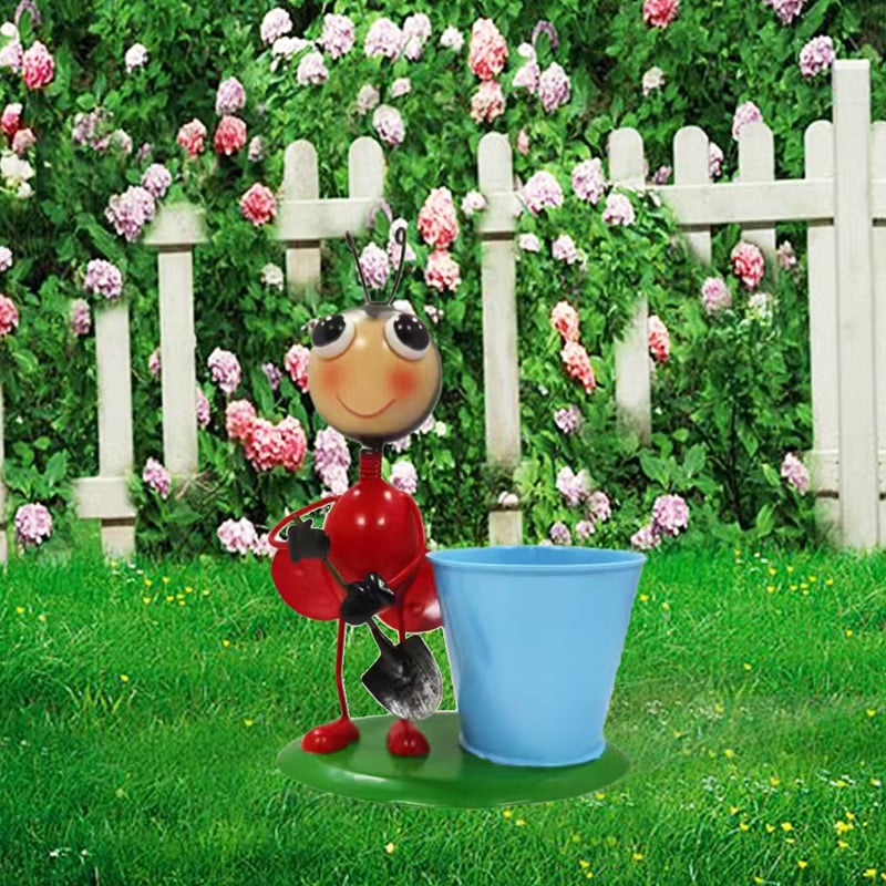 Insektų tematikos sodo vazonų papuošalai, dažyta geležies gaminys (Medžiaga: Geležis; Amatas: Dažyta; Importas: Ne; Dovana: Ne)