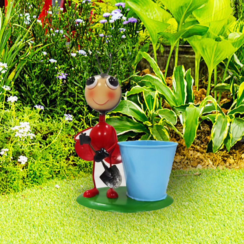 Insektų tematikos sodo vazonų papuošalai, dažyta geležies gaminys (Medžiaga: Geležis; Amatas: Dažyta; Importas: Ne; Dovana: Ne)