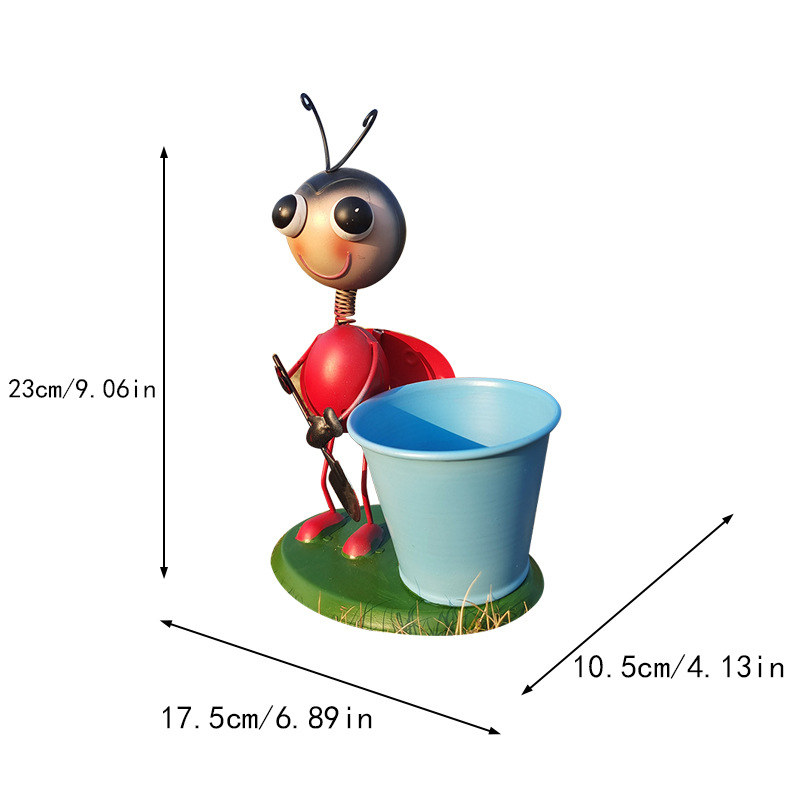 Insektų tematikos sodo vazonų papuošalai, dažyta geležies gaminys (Medžiaga: Geležis; Amatas: Dažyta; Importas: Ne; Dovana: Ne)