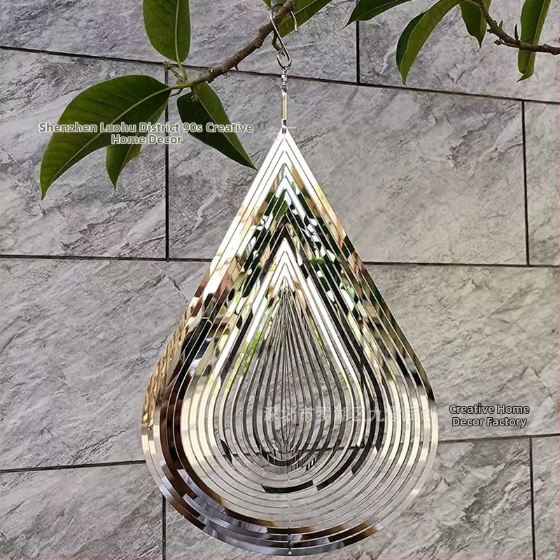 Μεταλλικό κρεμαστό διακοσμητικό με περιστρεφόμενο 3D σχέδιο σταγόνας νερού (Υλικό: Μέταλλο; Διαδικασία: Διάβρωση; Συσκευασία: Kraft χαρτί; Μάρκα: Post-90s δημιουργική οικιακή διακόσμηση; Στυλ: Ειδυλλιακό)