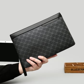 Vyrų PU clutch rankinė, gatvės mados stilius, atspari vandeniui ir dilimui, geometrinis raštas, poliesterio pamušalas