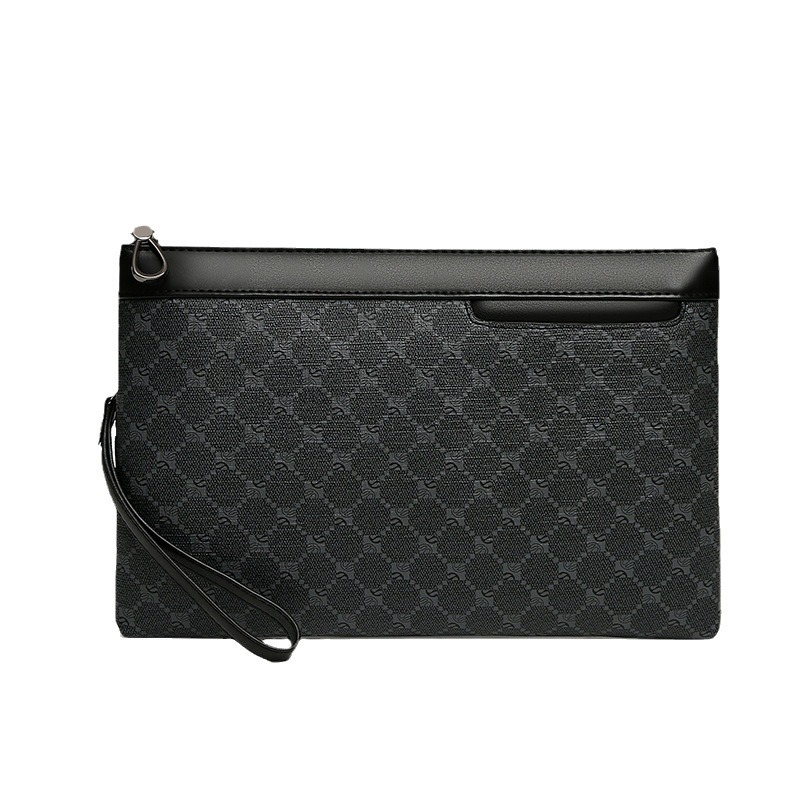 Vyrų PU clutch rankinė, gatvės mados stilius, atspari vandeniui ir dilimui, geometrinis raštas, poliesterio pamušalas