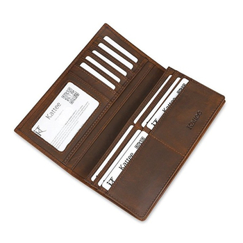 Oddo RFID мъжки би-фолд портфейл – естествена кожа (първи слой телешка кожа), анти-крадба и анти-магнитна защита, подплата от кожа