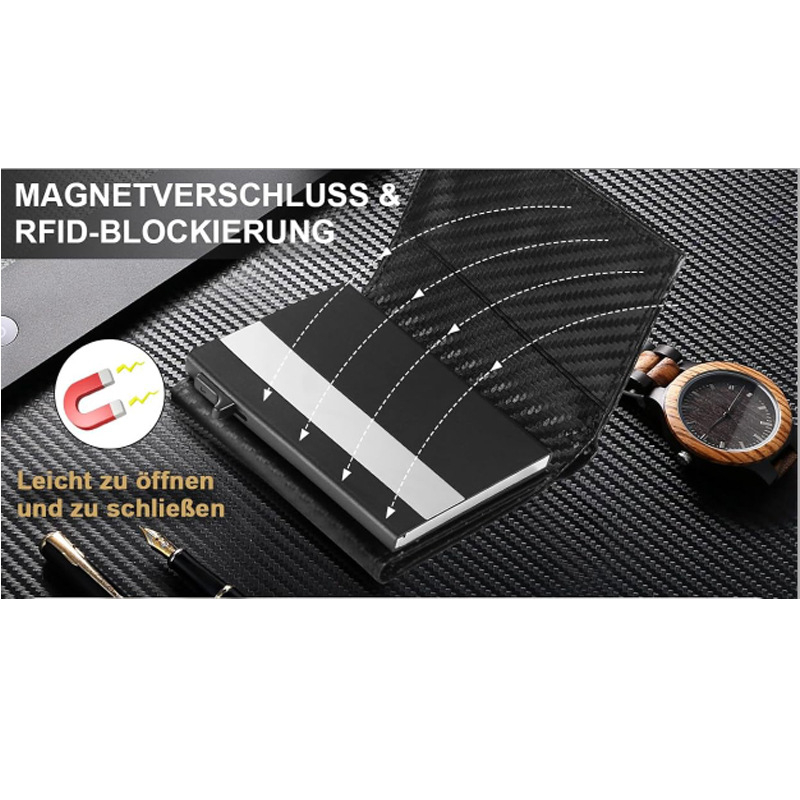 PU piniginė su trimis skyriais, mikropluošto įdaila, universalus, apsauga nuo vagystės