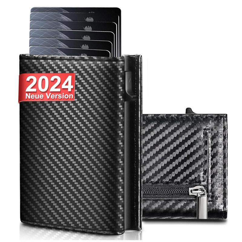 PU piniginė su trimis skyriais, mikropluošto įdaila, universalus, apsauga nuo vagystės