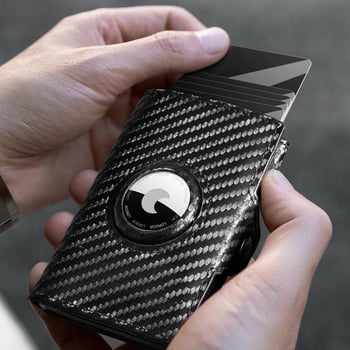 Airtag портфейл за мъже – портфейл със три сгъвания, микрофибър, антиоткрадване, PU подплата, едноцветен, Fox suo, пролет 2024