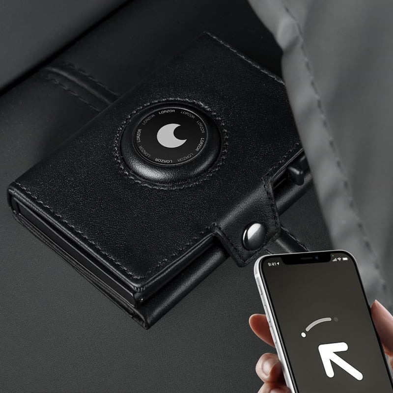 Vyrų Airtag piniginė - trijų sulankstymų skyrių, mikropluoštas, anti vagių apsauga, PU įdaila, vienspalvė, Fox suo prekė, 2024 m. pavasaris