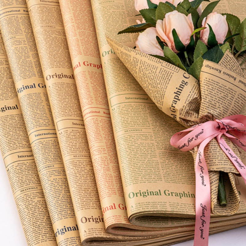 Комплект подаръчна хартия за опаковане на подаръци – флорални ретро мотиви, Денят на Майката, материал: хартия, Марка: Strong Merchants