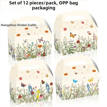 Gėlėta dovanų saldumynų dėžutė, nešiojama popierinė dėžutė, 250gsm baltas kartonas, UV spausdinimas su logotipu, vidinis skersmuo 15,9 cm