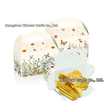 Gėlėta dovanų saldumynų dėžutė, nešiojama popierinė dėžutė, 250gsm baltas kartonas, UV spausdinimas su logotipu, vidinis skersmuo 15,9 cm