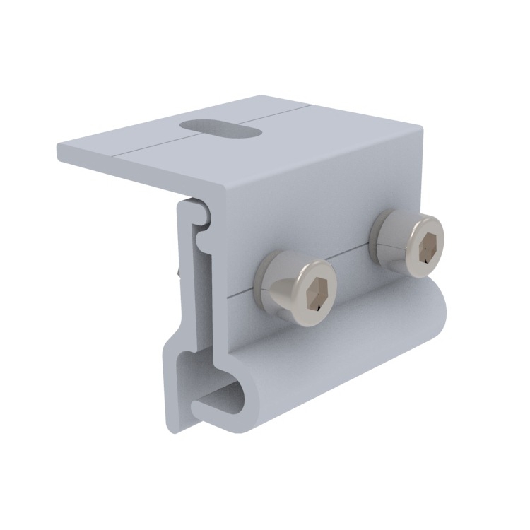 SunRack aliuminio lydinio stogo laikiklis fotovoltiniams plokštėms – nuolydžio stogo čerpių laikiklis su vertikaliu siūlės jungtimi, reguliuojamas svoris