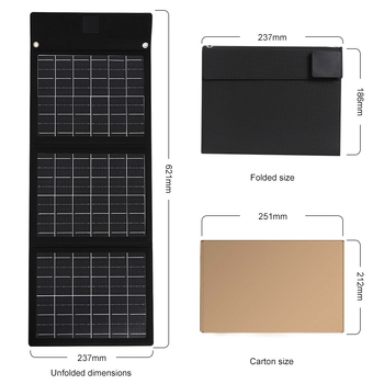Încărcător solar pliabil pentru călătorii în aer liber, 25W încărcare rapidă, 5V tensiune de lucru