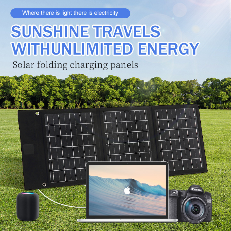 Încărcător solar pliabil pentru călătorii în aer liber, 25W încărcare rapidă, 5V tensiune de lucru