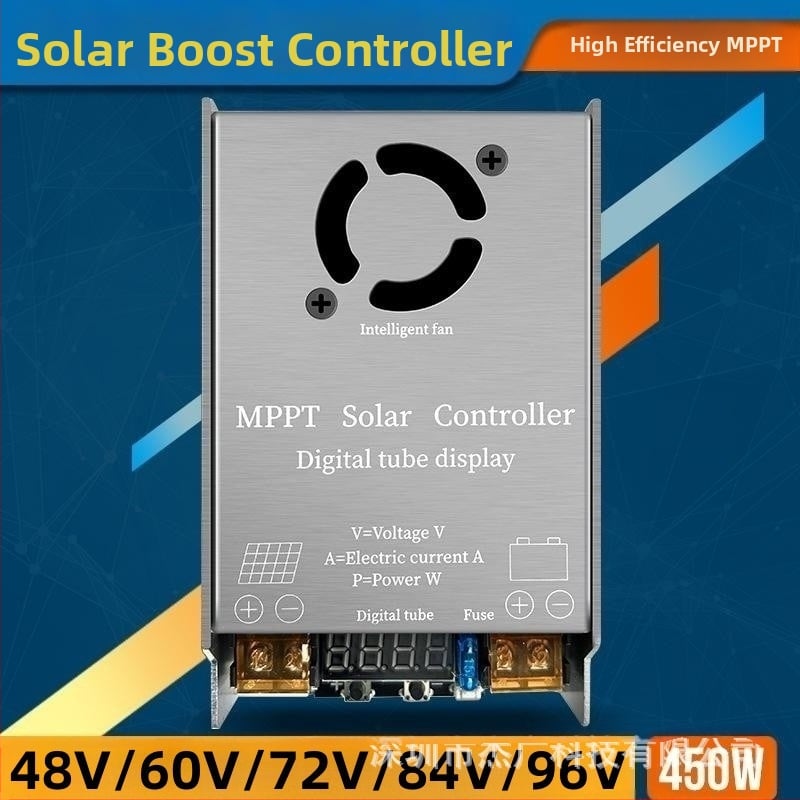MPPT Boost-kontroller, napeletes töltő 450W, bemenet 12–60V, alumínium ötvözet burkolat, MPPT-Boost-03 sorozat