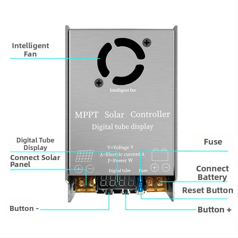 MPPT Boost valdiklis, saulės įkroviklis 450W, įėjimas 12–60V, aliuminio lydinio korpusas, MPPT-Boost-03 serija