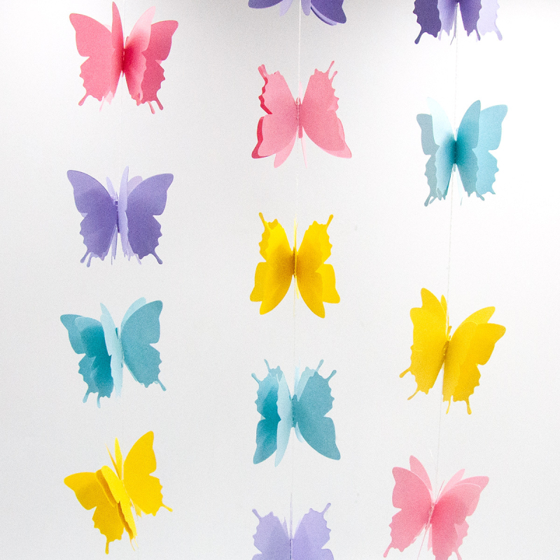 3D pillangópapírgirland • papír • modern minimalist stílus • Tanárnapra és Gyermeknapra alkalmas