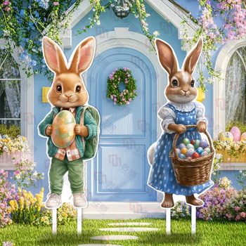 2 Πασχαλινές εξωτερικές πινακίδες κήπου – πλαστικές, αδιάβροχες, UV‑ανθεκτικές