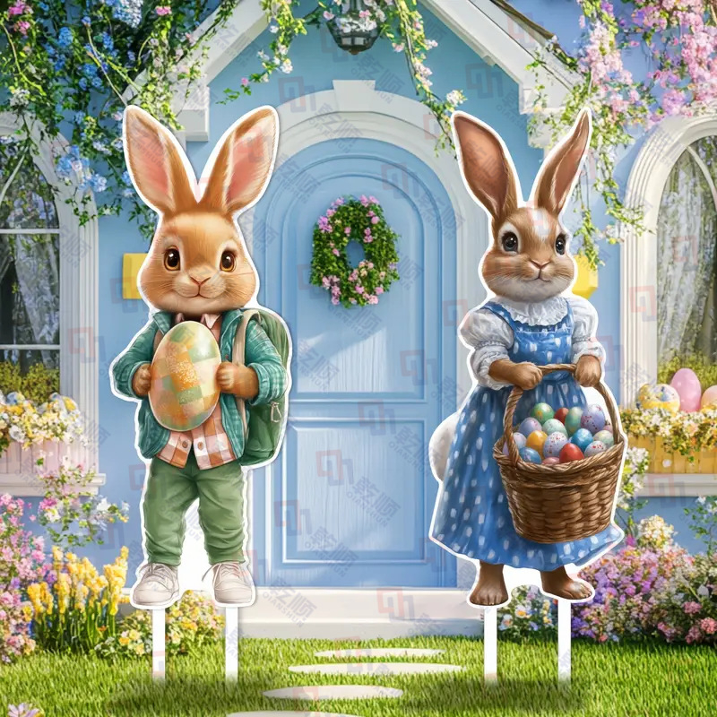 2 Πασχαλινές εξωτερικές πινακίδες κήπου – πλαστικές, αδιάβροχες, UV‑ανθεκτικές