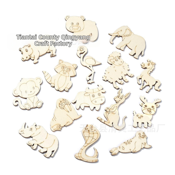 Ατελείς ξύλινες φιγούρες ζώων από κόντρα πλακέ poplar — σχήματα αλεπού, μαϊμού, ελέφαντας, πρόβατο και ελάφι; συσκευασία σε PP σακούλα; μάρκα Blue and White; κατάλληλο ως προσωπικό δώρο; χωρίς άδεια πνευματικής ιδιοκτησίας.