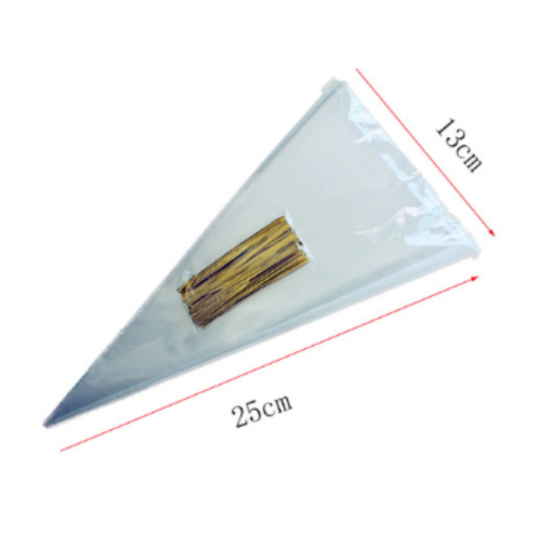 Trikampiai saldainiams maišeliai, PS plastikas, vieno sluoksnio, maisto naudojimui